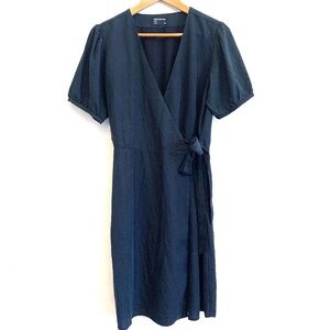 NEW Frank & Oak Short Sleeved Black Wrap Dress Size L